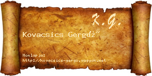 Kovacsics Gergő névjegykártya